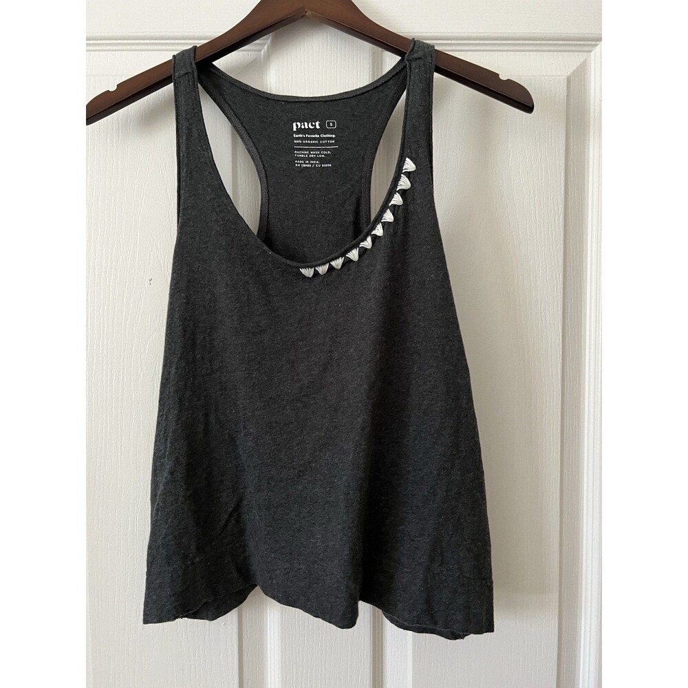 Pact Organic Cotton Tank Top Gray Size Small Women’s Asymmetric Detailing